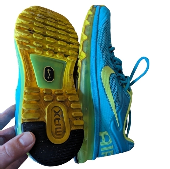 blue and lime green nike air max